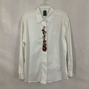 Warner Bro. Vintage Christmas Blouse Embroidered L